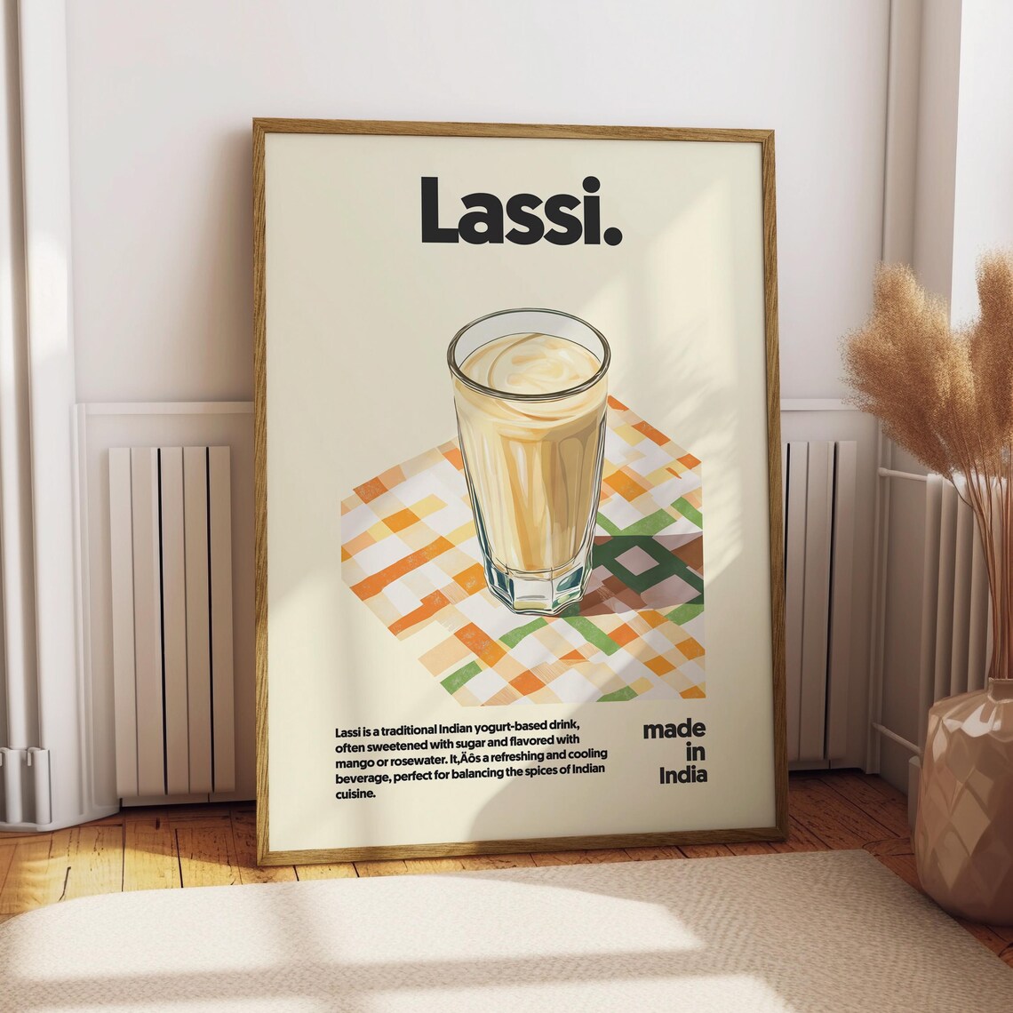 Lassi Traditional Indian Yogurt Drink Retro Kitchen Food Poster
