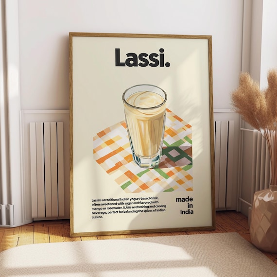 Lassi Traditional Indian Yogurt Drink Retro Kitchen Food Poster