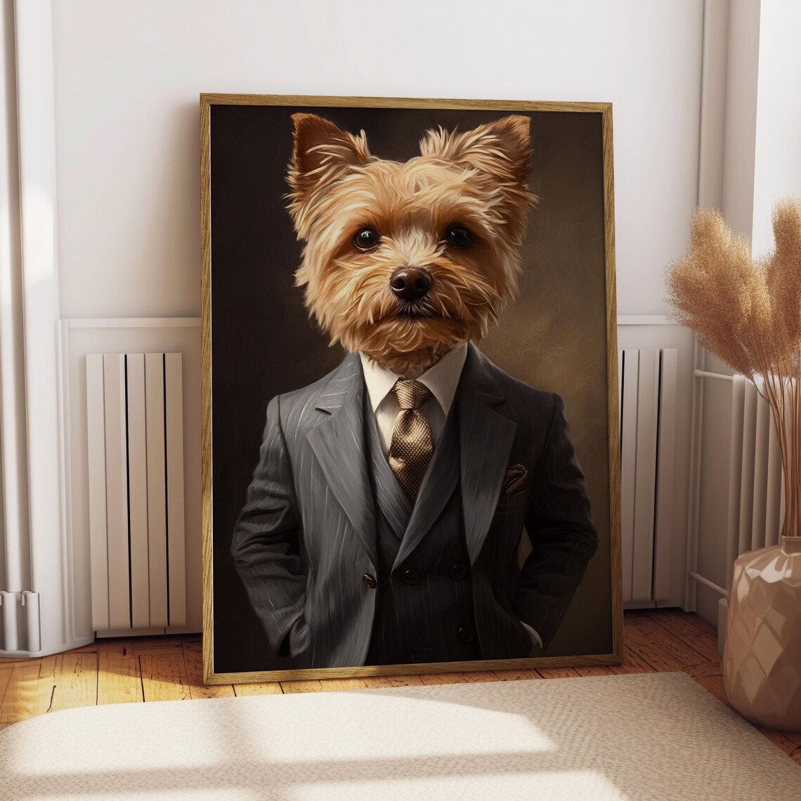 Yorkshire Terrier In Suit Funny Little Gentleman Dog Portrait Poster