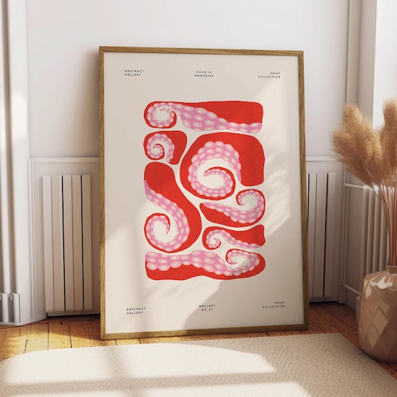 Red Octopus Tentacles Abstract Poster Food Is Memories Gallery Art