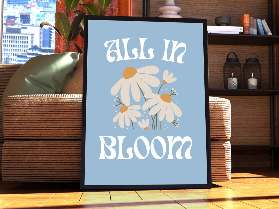 All In Bloom Daisy Flowers Retro Botanical Positivity Poster