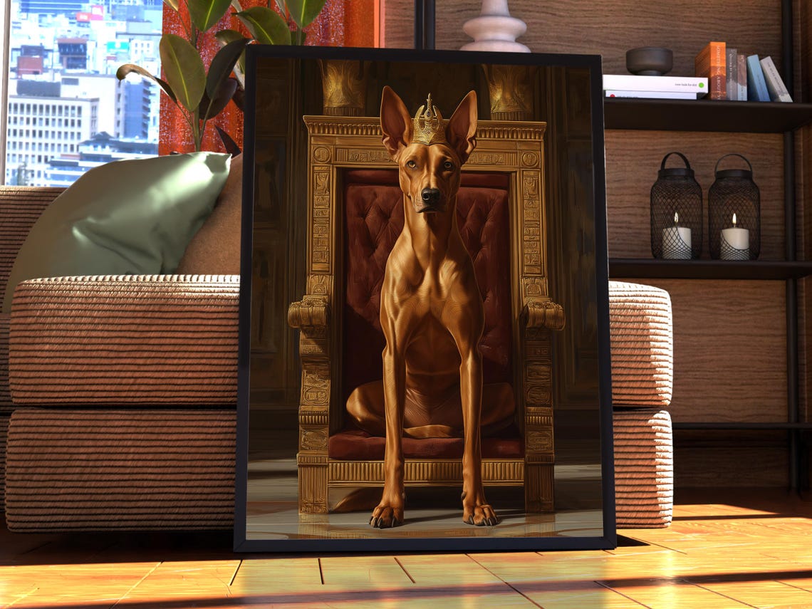 Pharaoh Hound Royal Crown Egyptian Throne Portrait Poster Pet