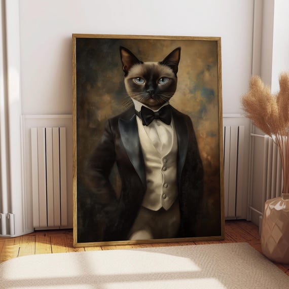 Siamese Cat Suit Portrait Art Print