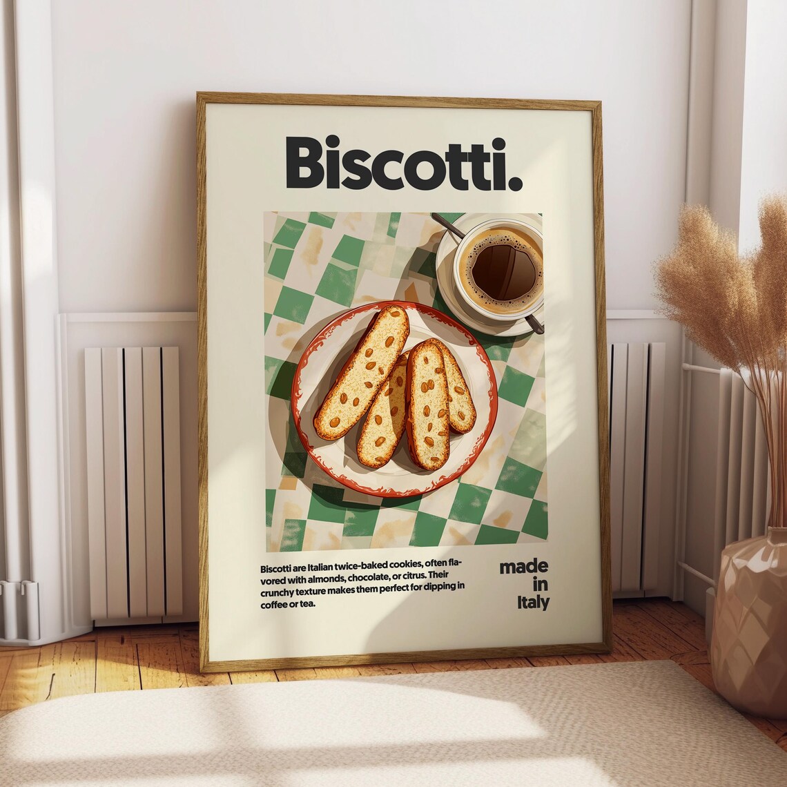 Biscotti Italian Cookies Coffee Dipping Kitchen Decor Poster