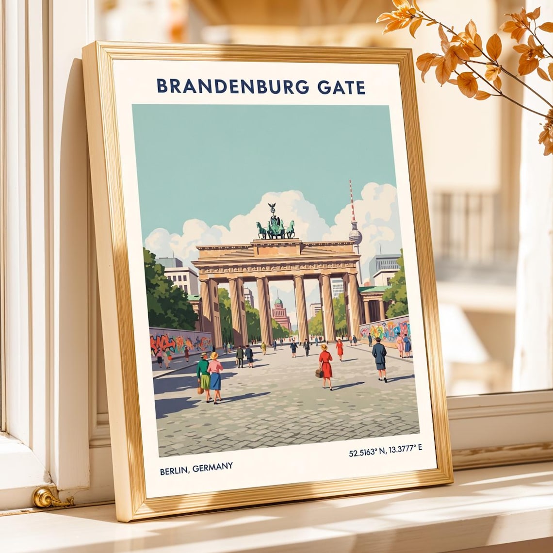 Brandenburg Gate Berlin Germany Quadriga Vintage Travel Poster