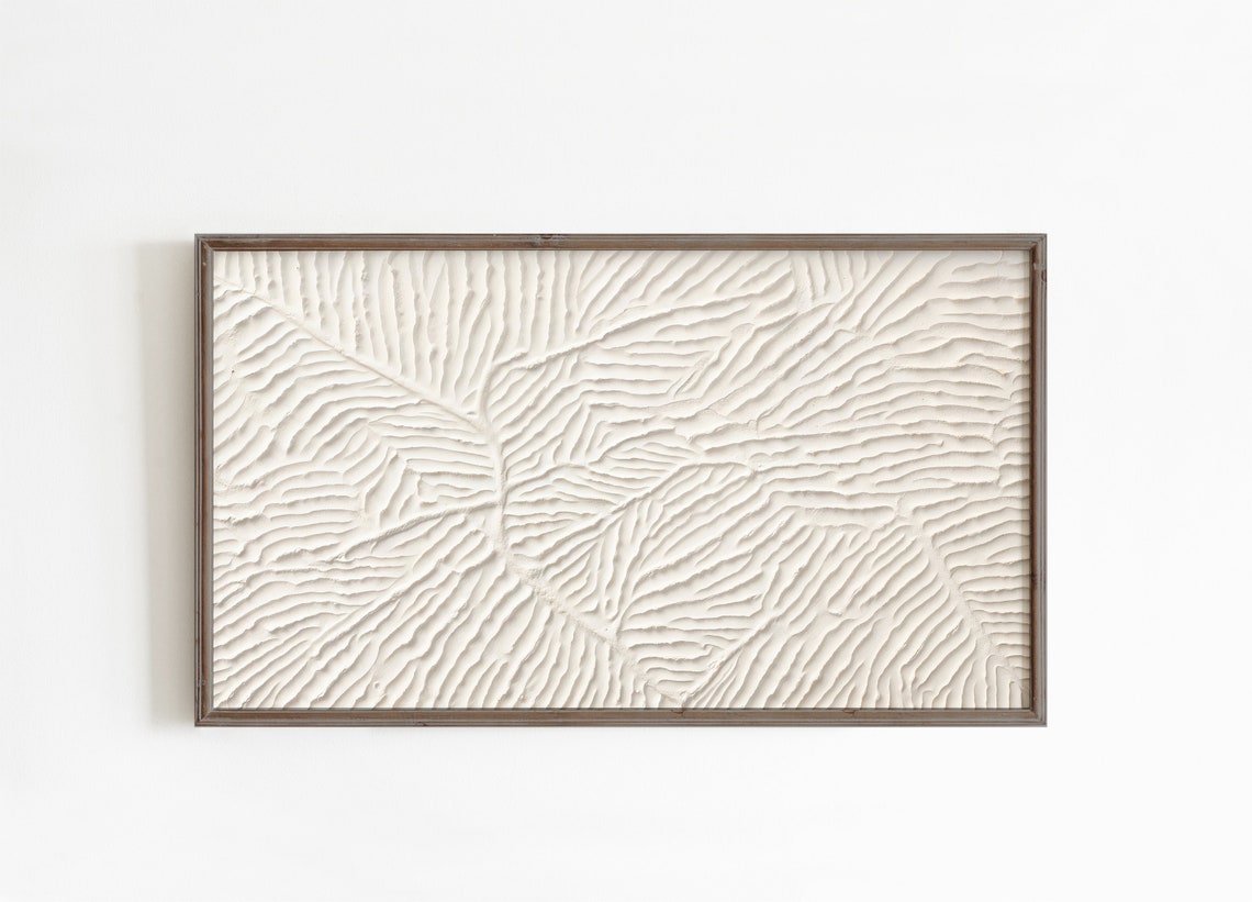 White Textured Abstract Plaster Relief Modern Minimalist Wall Art - Image 3