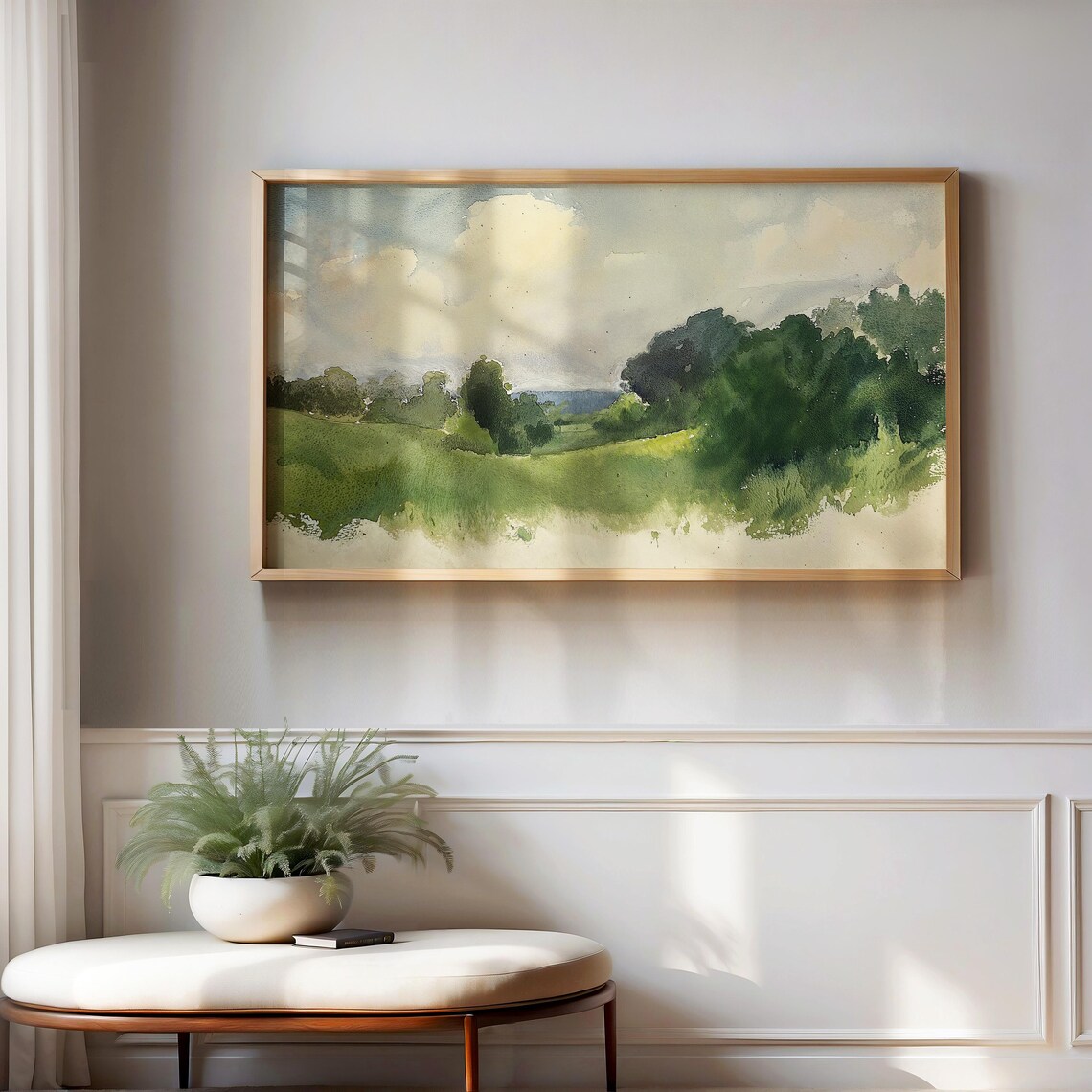 Spring Landscape Watercolour Painting Art Print - Image 2