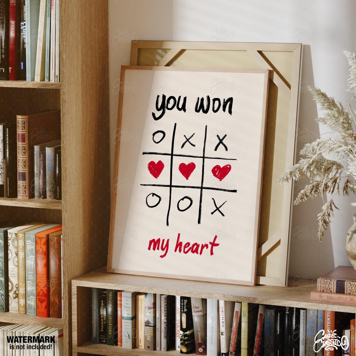 You Won My Heart Tic Tac Toe Hearts Cute Romantic Love Quote Poster - Image 2