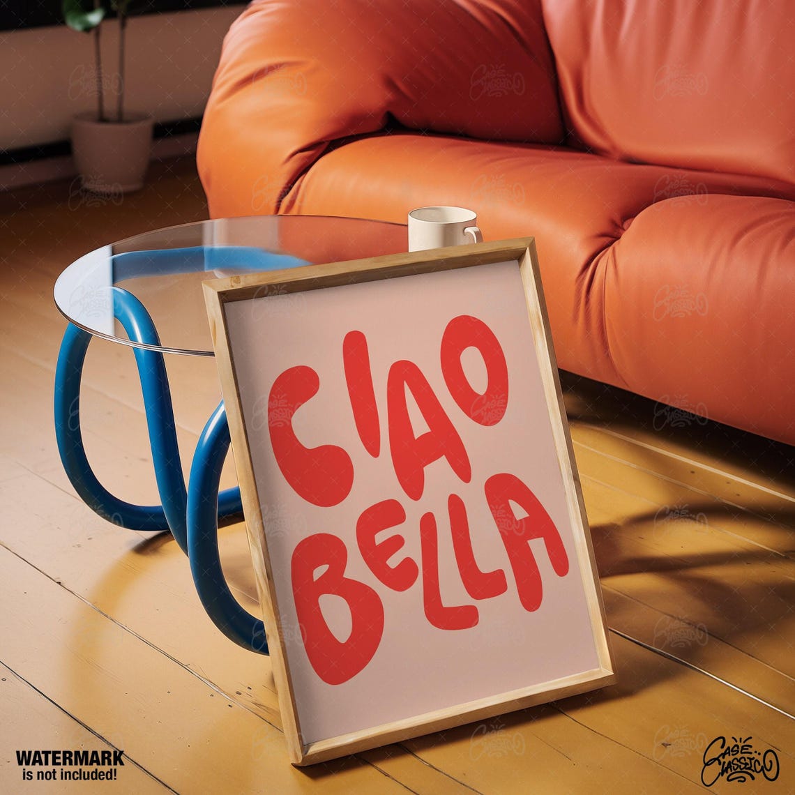 Ciao Bella Bold Red Bubble Letters Italian Greeting Wall Poster