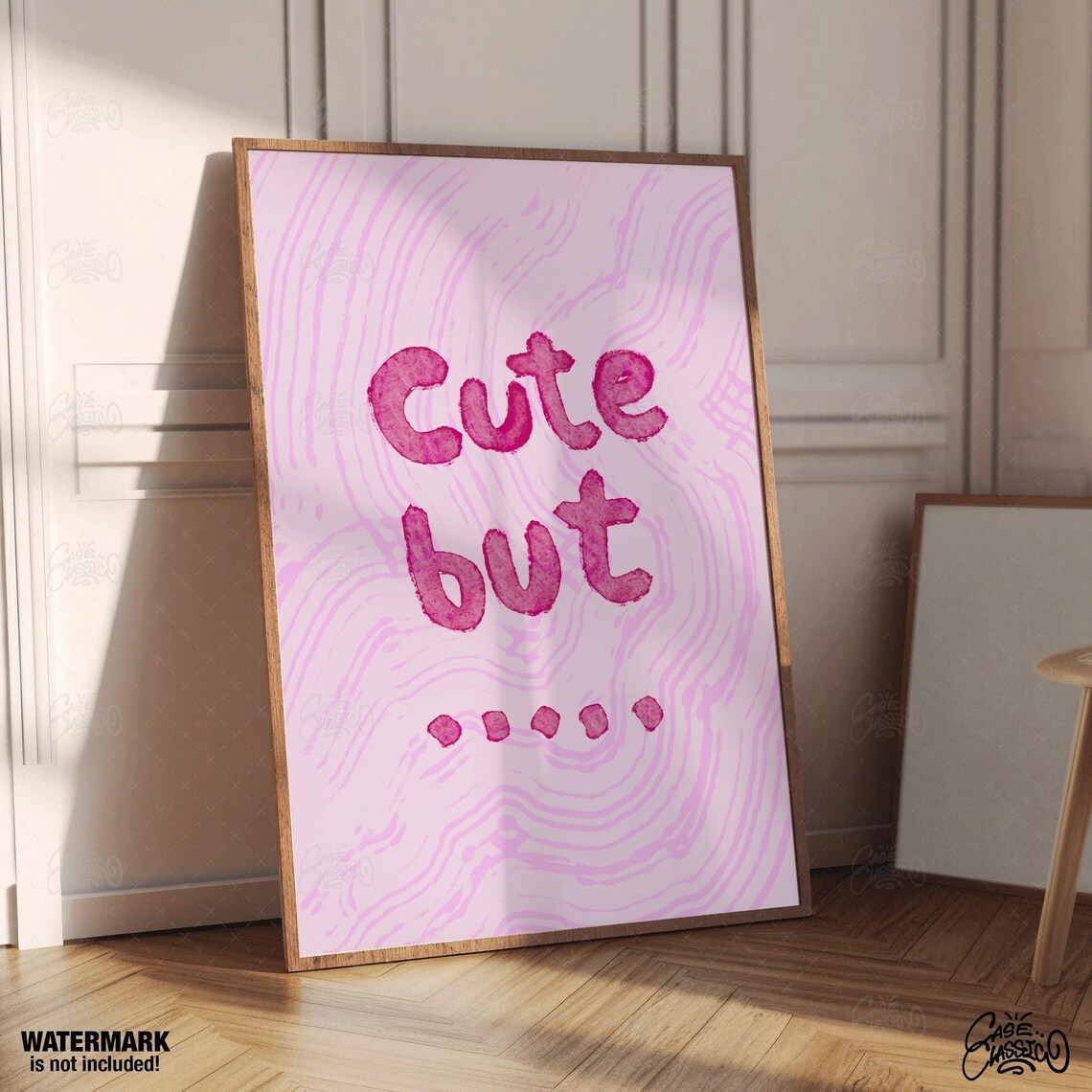 Cute But Pink Watercolor Blob Letter Trendy Girl Room Poster - Image 3
