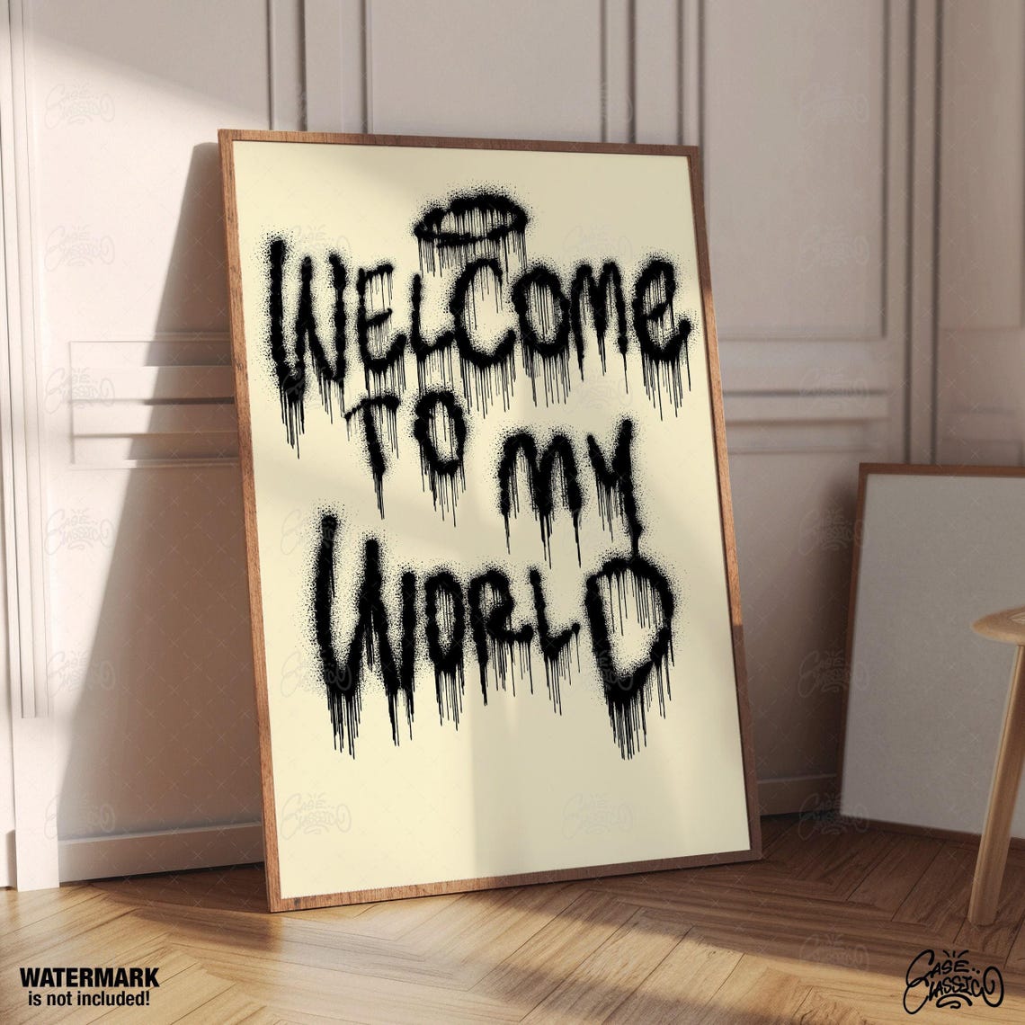Welcome To My World Graffiti Drip Poster in Black Spray Style - Image 3