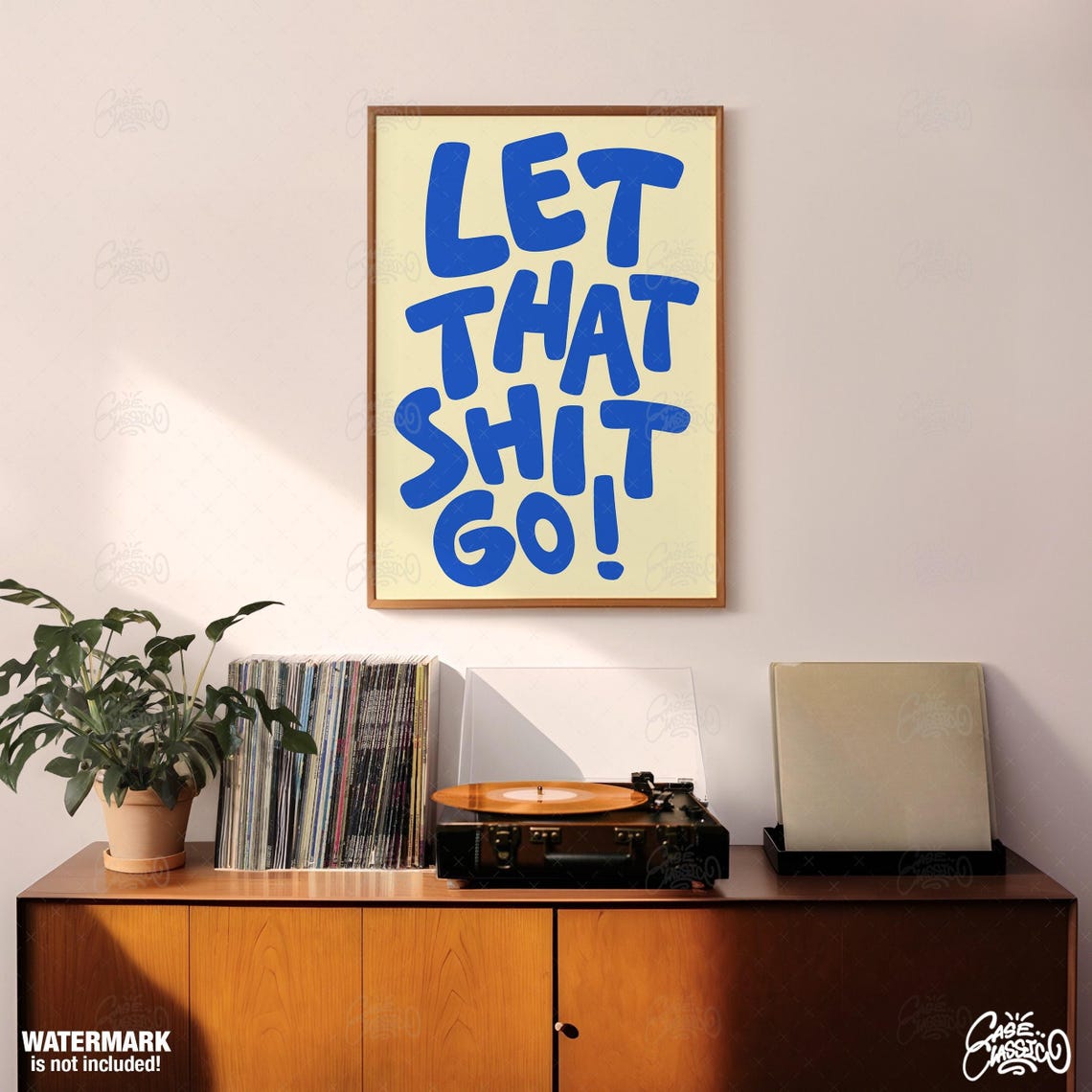 Let That Shit Go Bold Blue Typography Motivational Quote Poster Decor - Image 2