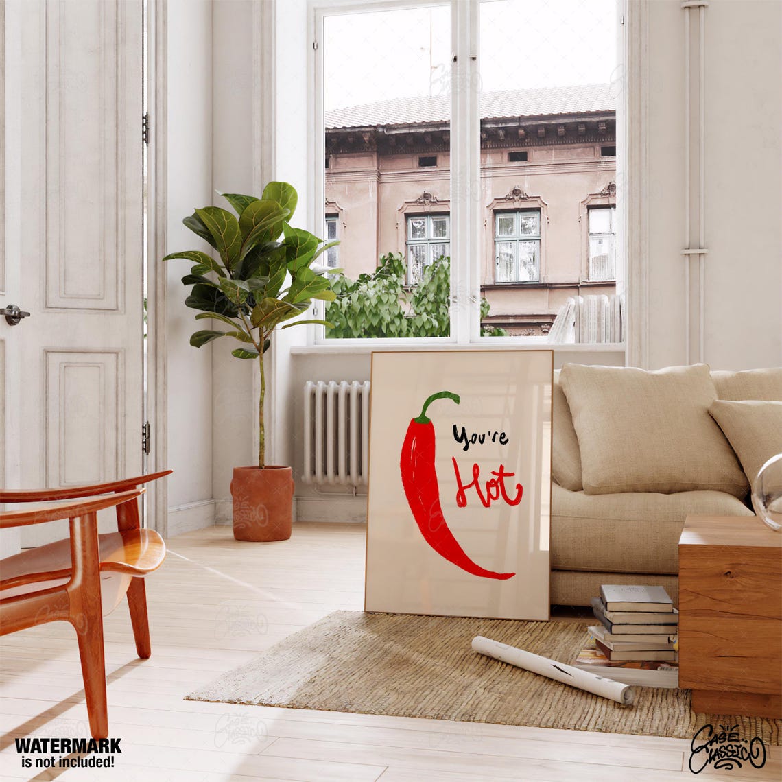 You Are Hot Red Chili Pepper Poster in Playful Brush Lettering - Image 4