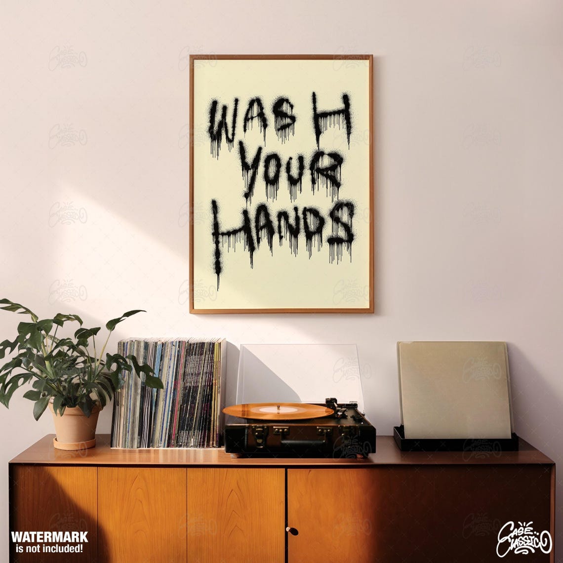 Wash Your Hands Black Dripping Graffiti Bathroom Quote Poster - Image 3