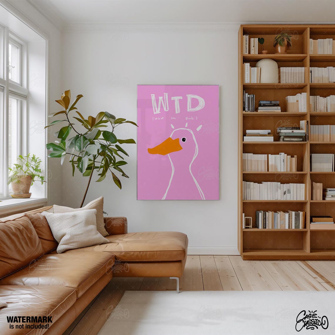 What The Duck WTD Funny Pink Duck Illustration Playful Humor Poster - Image 4