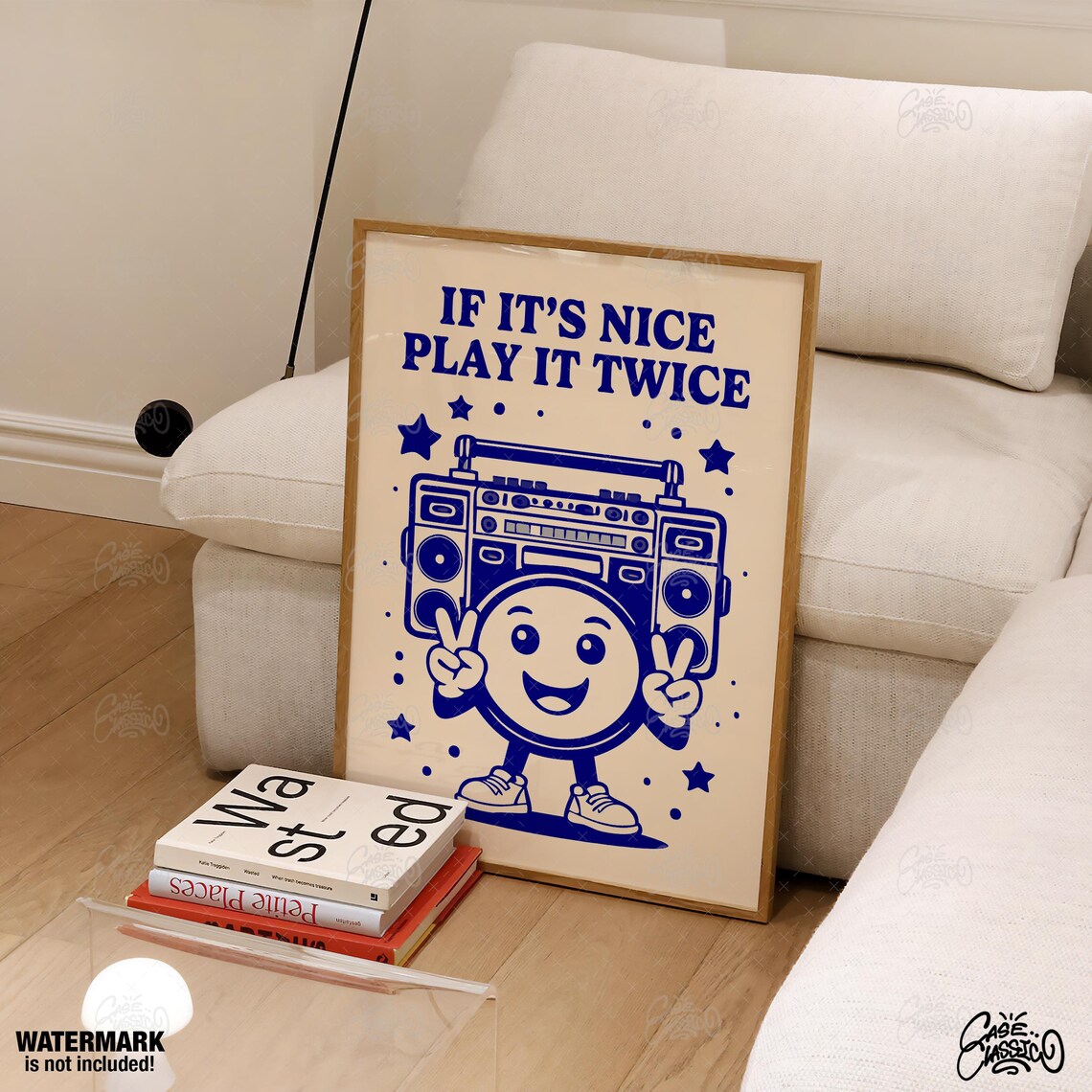 If It's Nice Play It Twice Retro Boombox Mascot Music Poster - Image 4