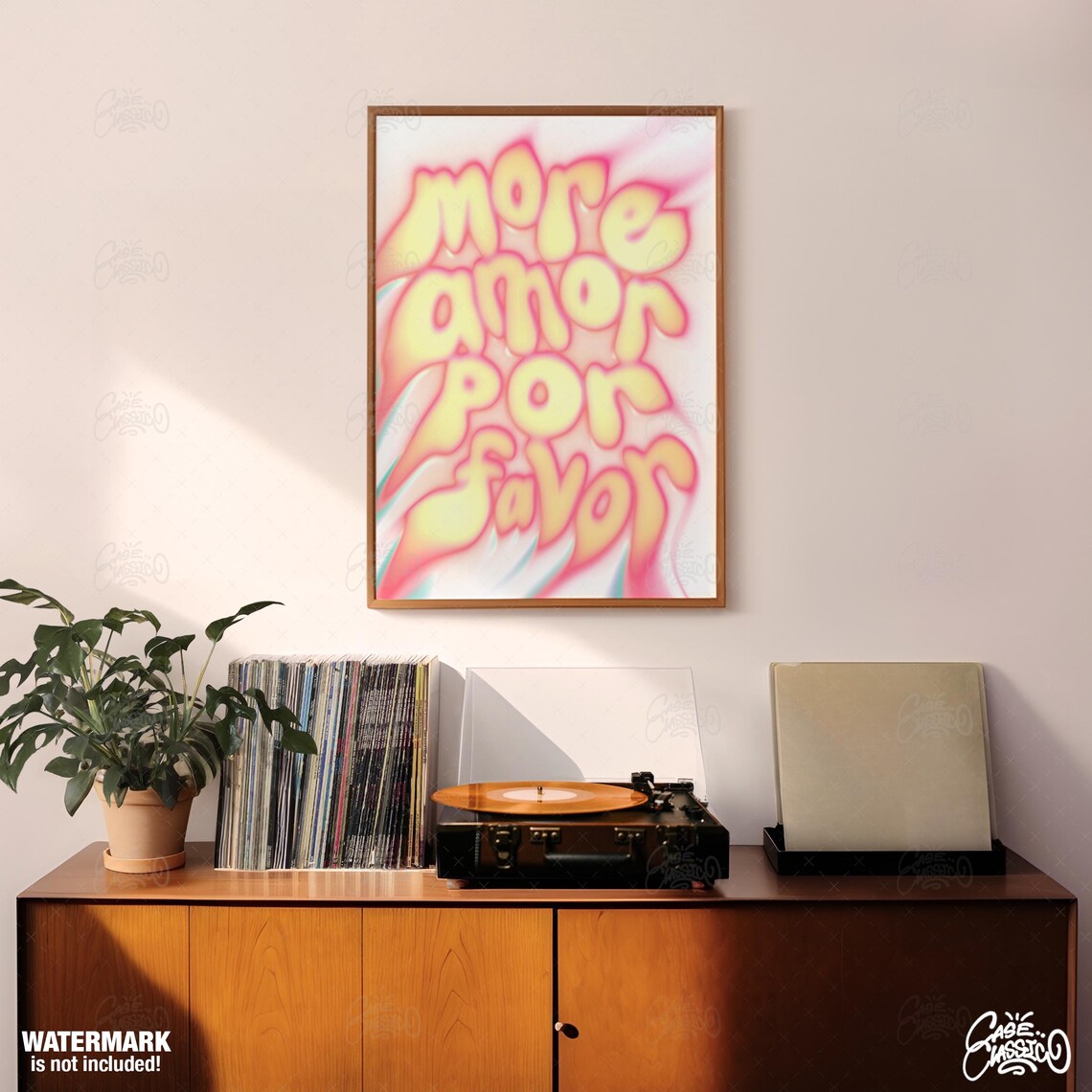 More Amor Por Favor Yellow Pink Glossy Bubble Quote Poster Design - Image 4