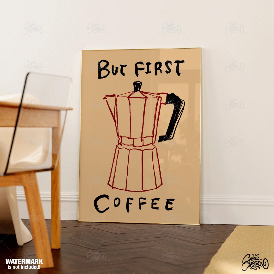 But First Coffee, Minimalist Kitchen Wall Art