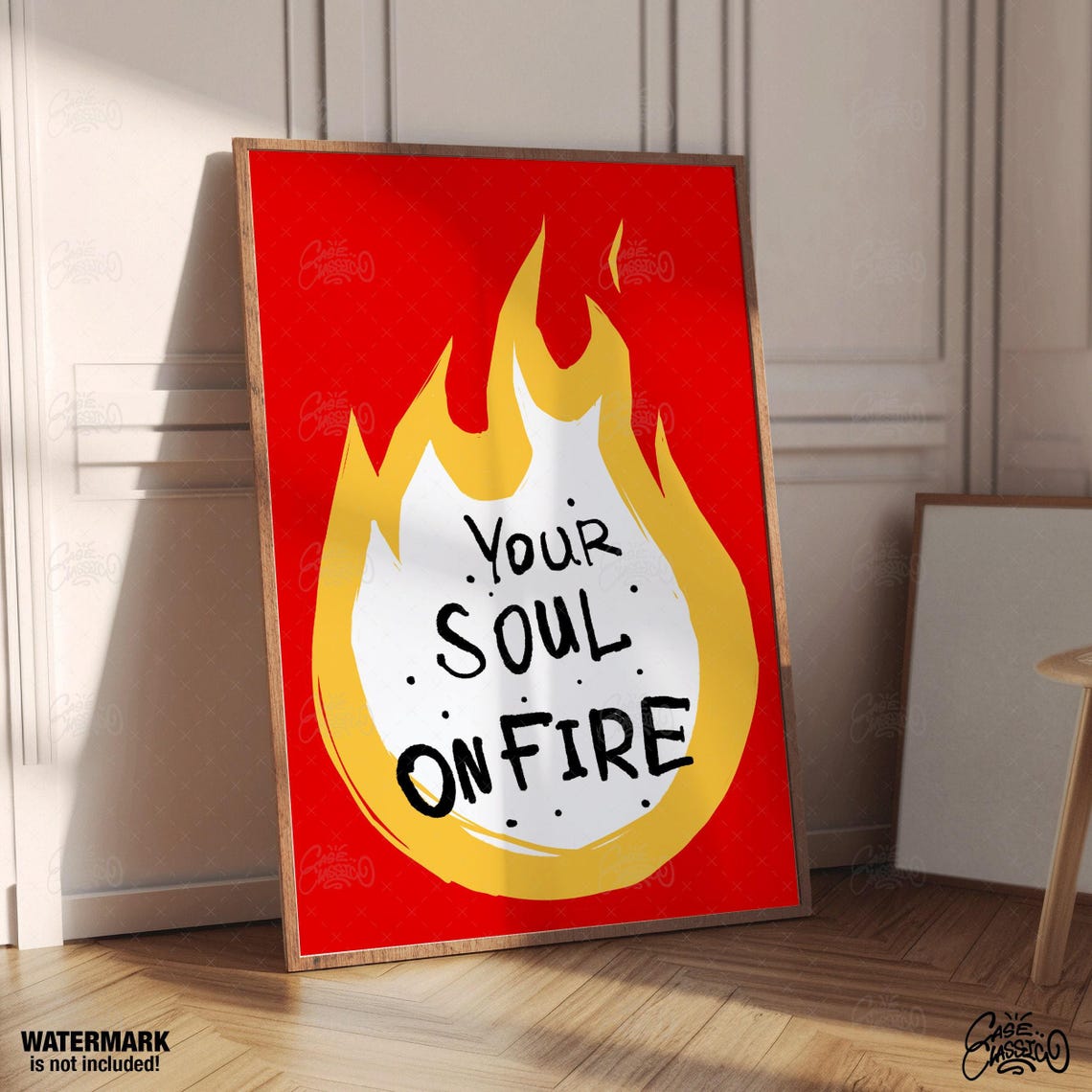 Passionate Your Soul On Fire Bold Red Flame Graphic Quote Poster - Image 4