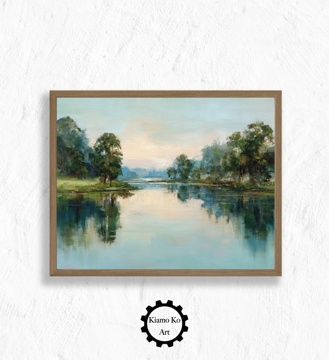 Rustic Forest Scene Tranquil Lake Trees Wall Art Nature Decor Cozy Home Print