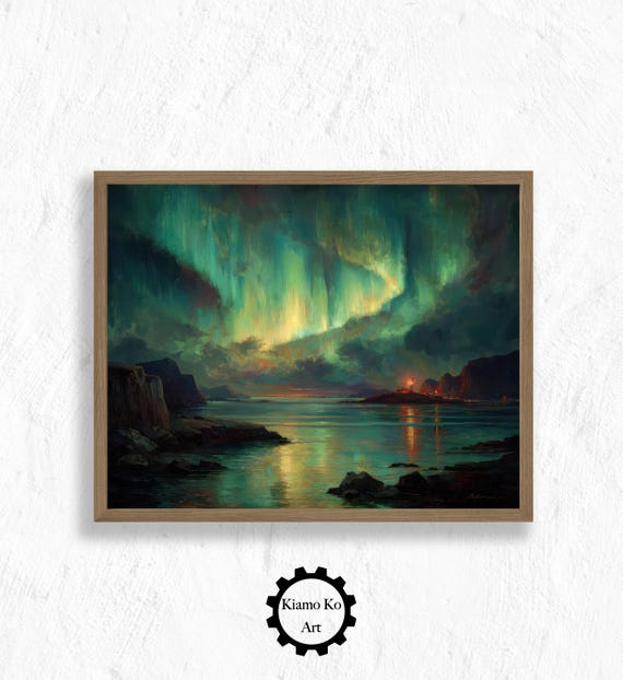 Aurora Dreams Ethereal Nature Art Print Cozy Home Decor Magical Landscape Tranquil Wall For Lovers