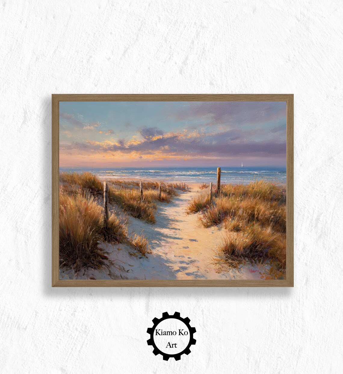 Serene Beach Path Coastal Art Print, Vintage Ocean View