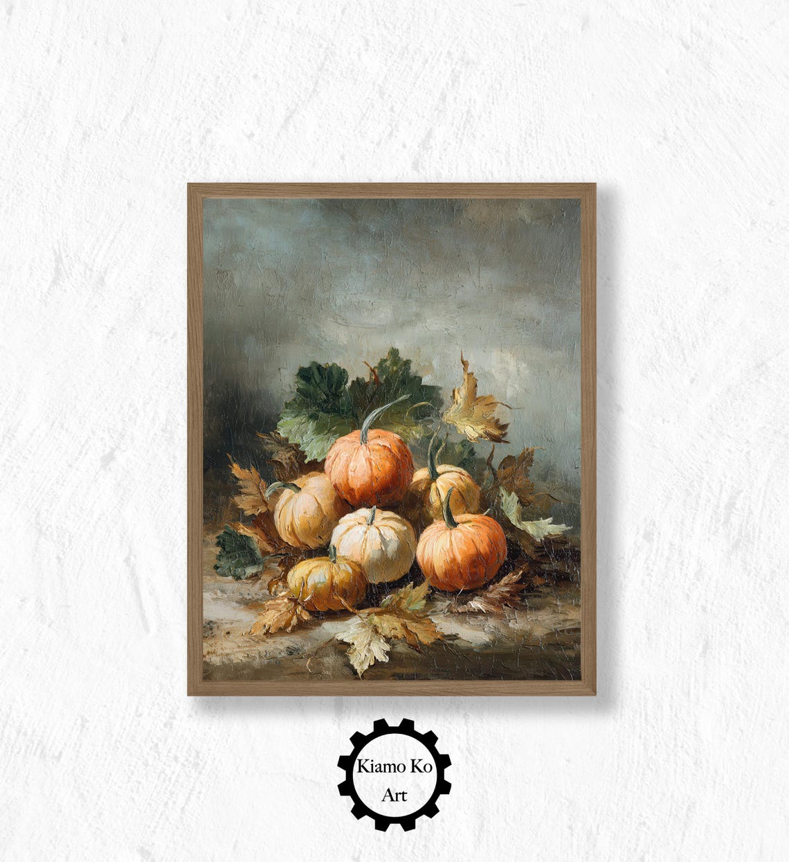 Rustic Autumn Pumpkins And Fall Leaves In Harvest Still Life Poster