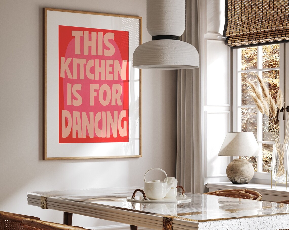 This Kitchen Is For Dancing Retro Art Print