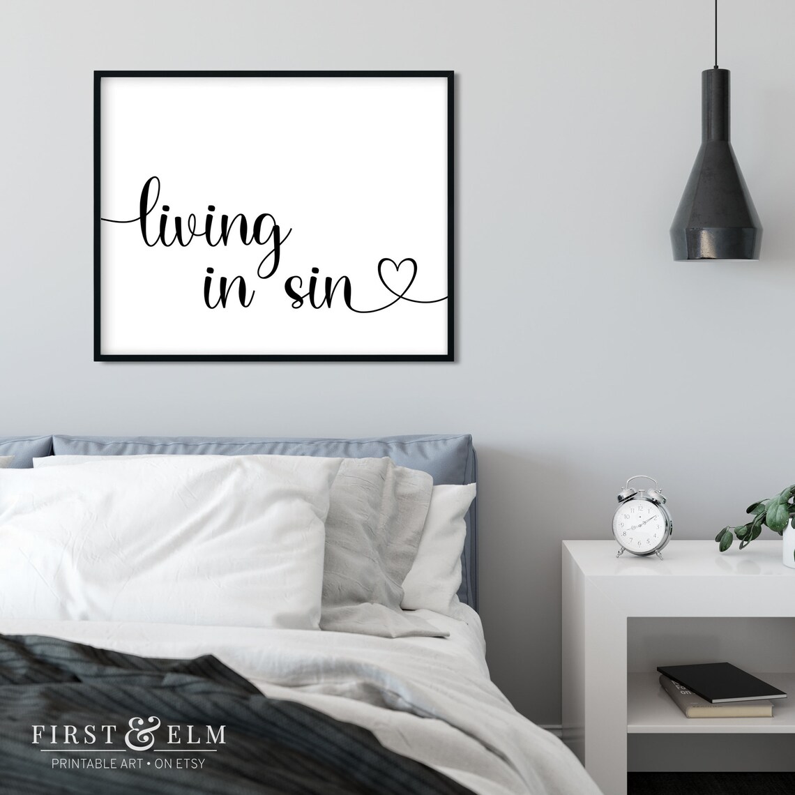 Living In Sin Print Funny Home Dcor Living Together Instant - Image 2