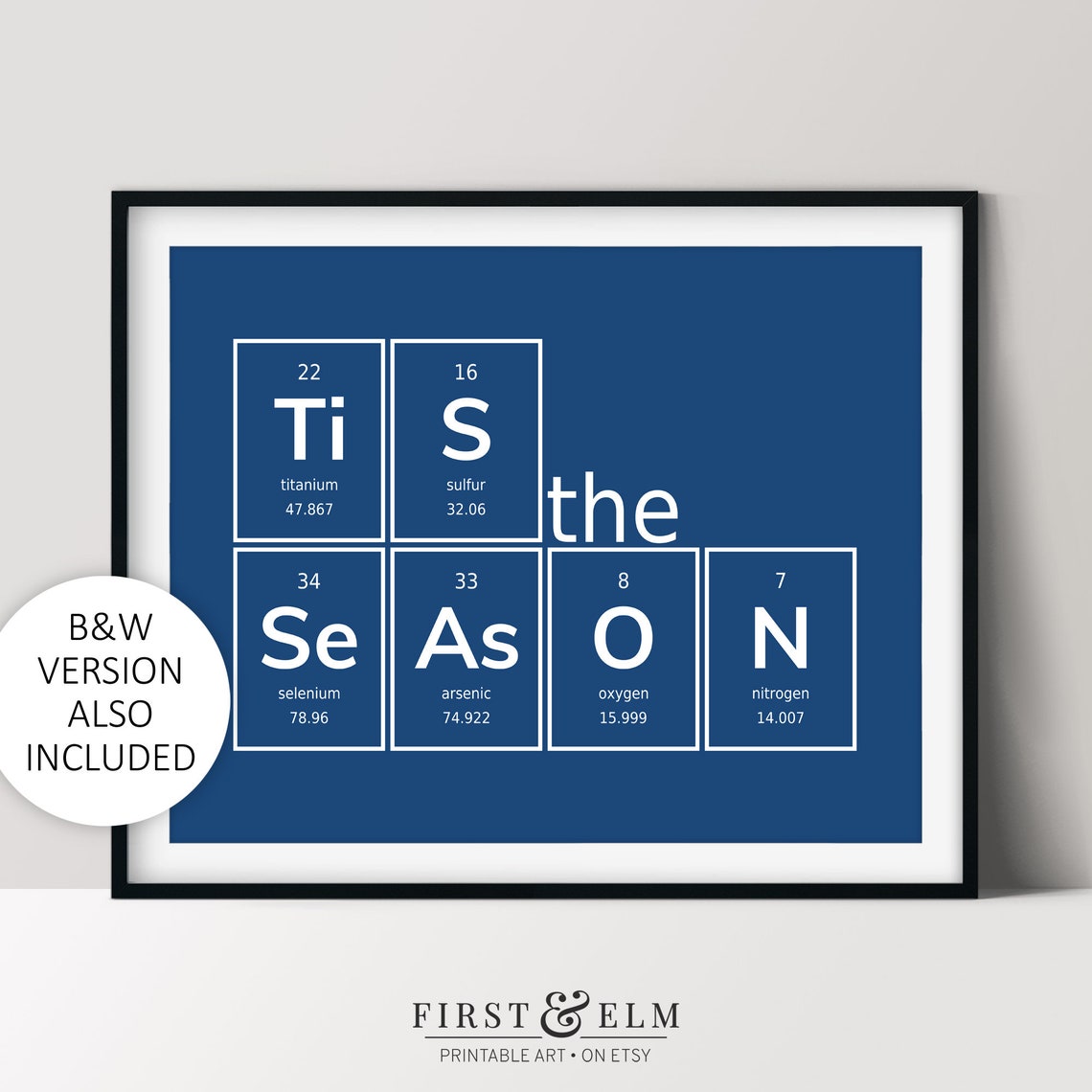 Tis The Season Periodic Table Elements Christmas Poster Science Nerd - Image 2