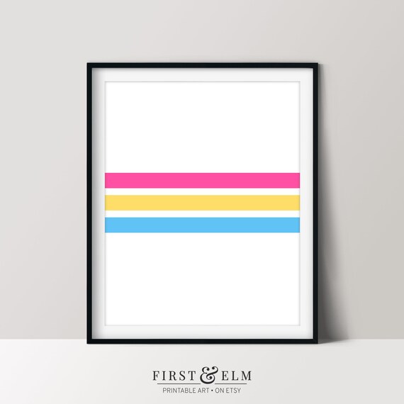 Pansexual Pride Flag Colors Lgbt Pride Wall Art Minimalist Design Home Decor
