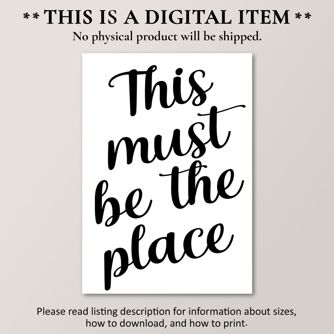 This Must Be The Place Script Home Quote Poster New Home Gift - Image 2