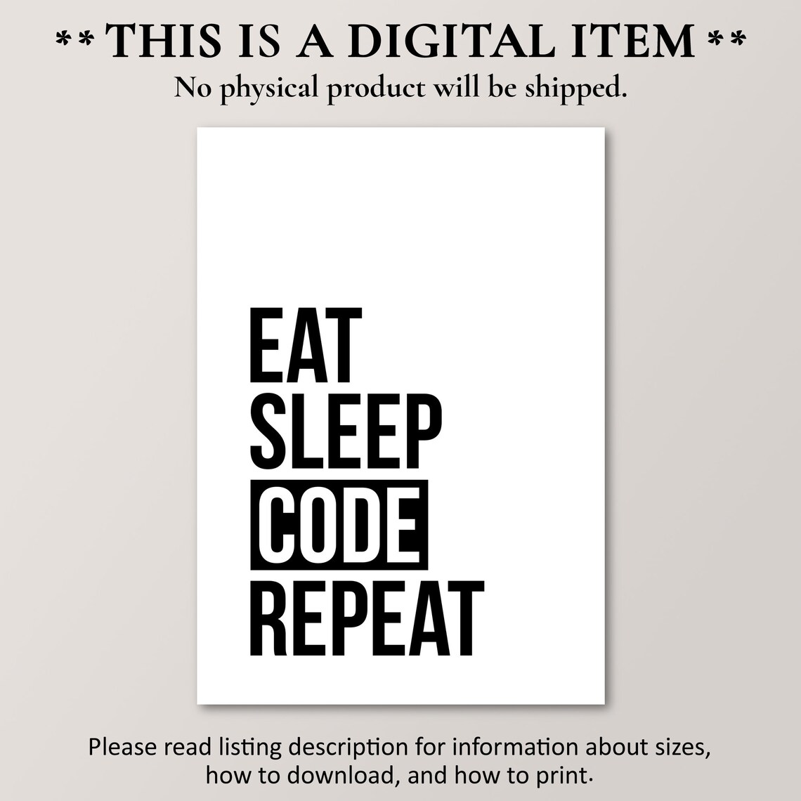Eat Sleep Code Repeat Poster, Programmer Art Print - Image 4