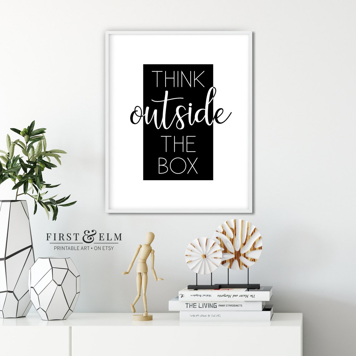 Think Outside The Box Motivational Quote Black Rectangle Art Poster - Image 3