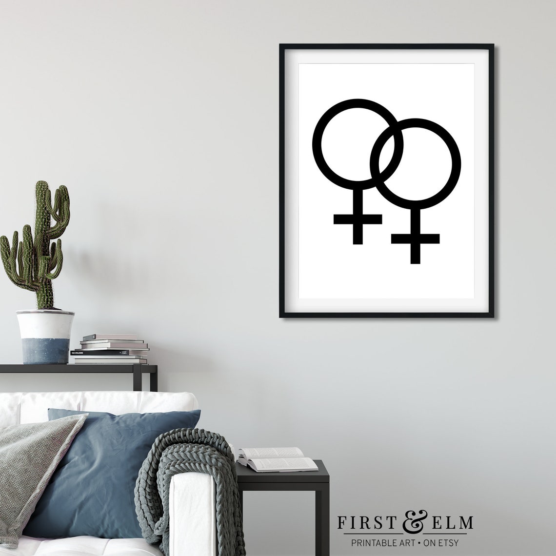 Lesbian Symbol Double Venus Sunset Pride Flag Colors Minimalist Print - Image 2