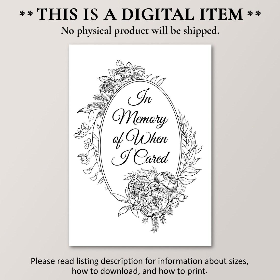 In Memory Of When I Cared Sarcastic Home Dcor Funny Sayings Wall Art - Image 2