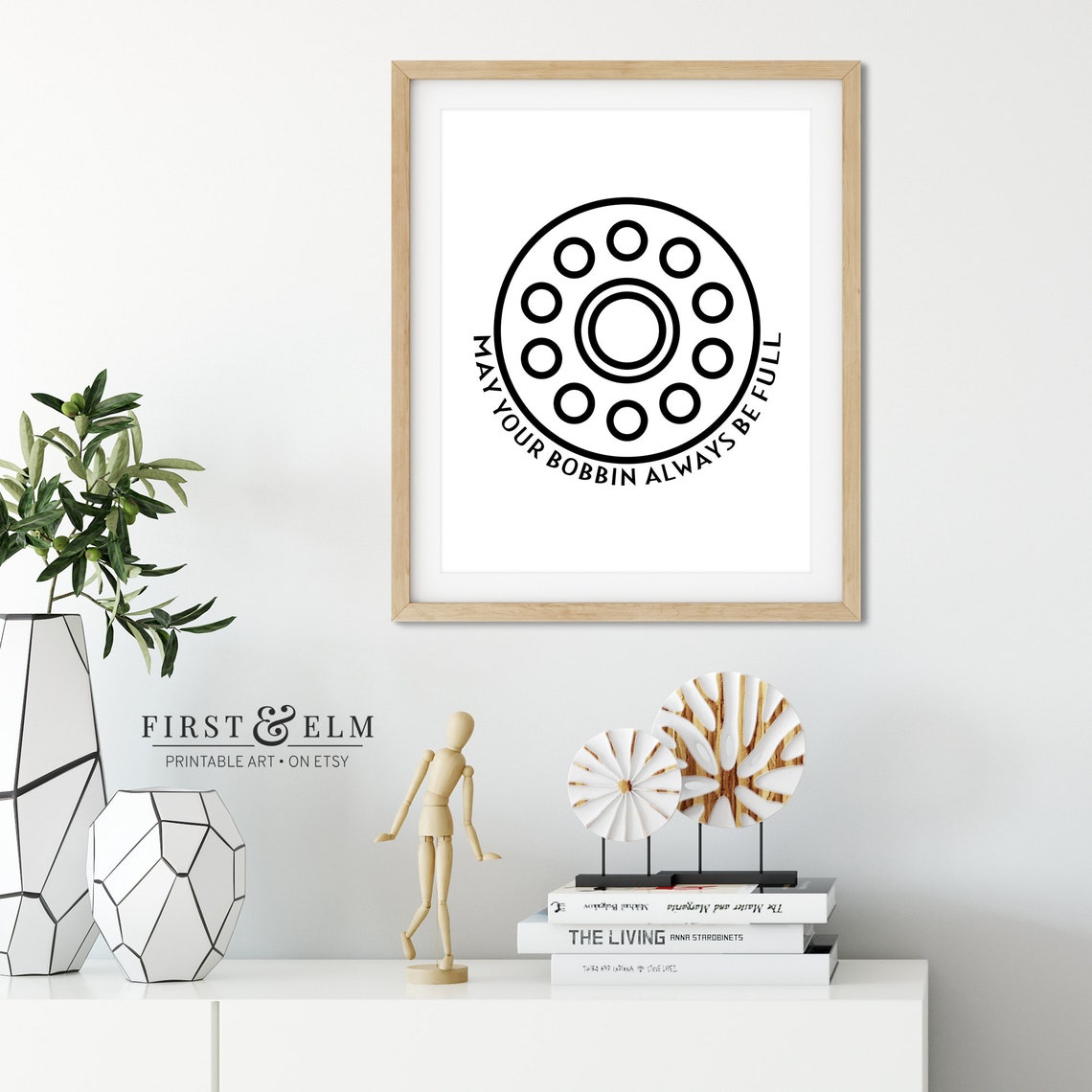 May Your Bobbin Always Be Full Sewing Machine Line Art Craft Poster - Image 3
