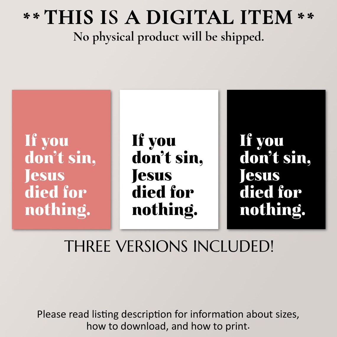 If You Don't Sin Jesus Died For Nothing Snarky Quote Wall Art - Image 2