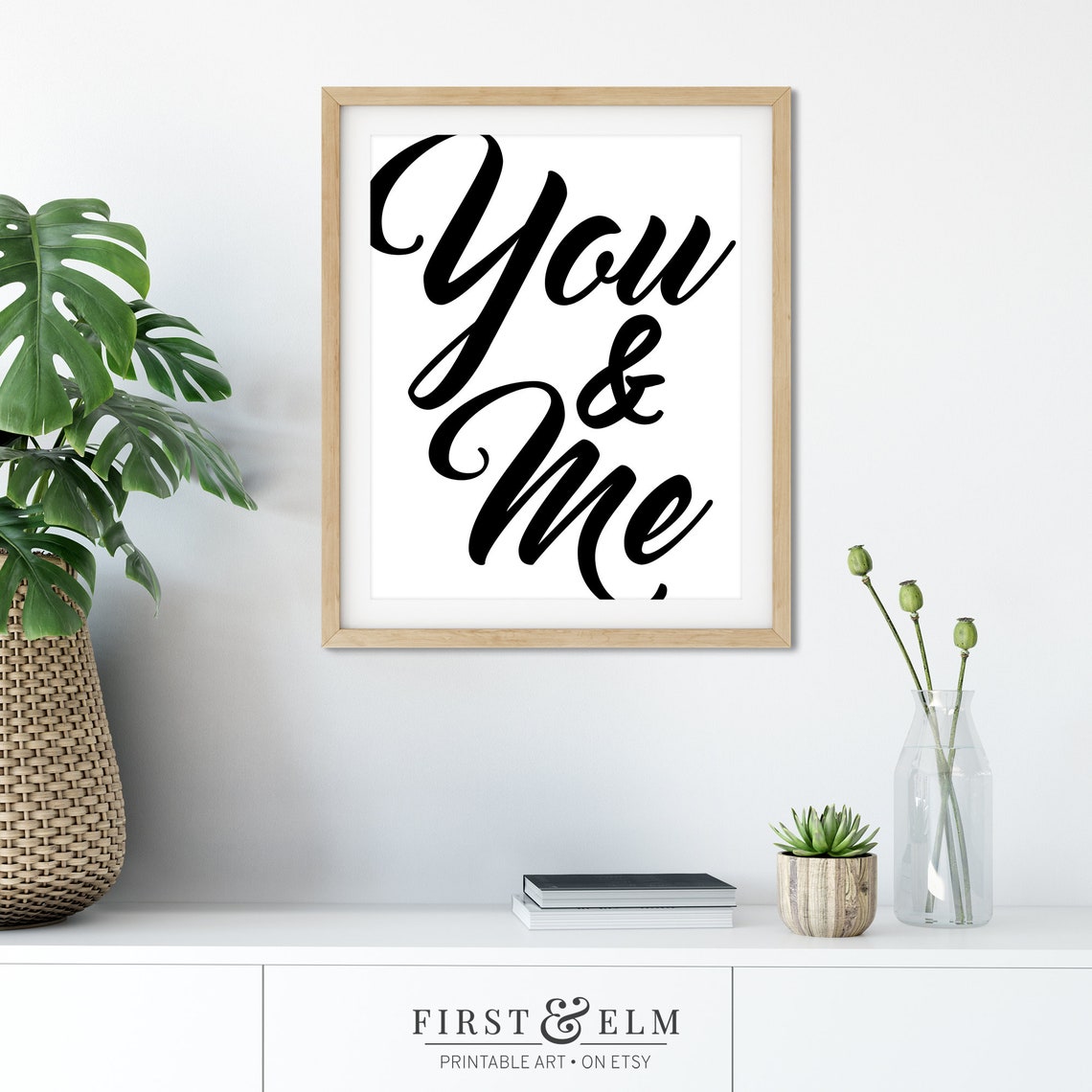 You and Me Script Romantic Couple Bedroom Wall Decor Quote Poster - Image 3