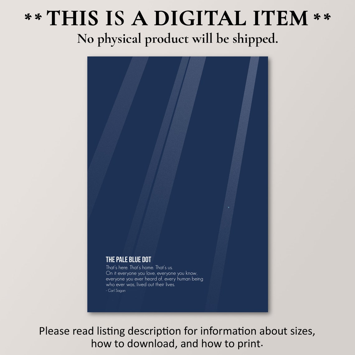 The Pale Blue Dot Carl Sagan Quote Deep Space Astronomy Art Poster - Image 4