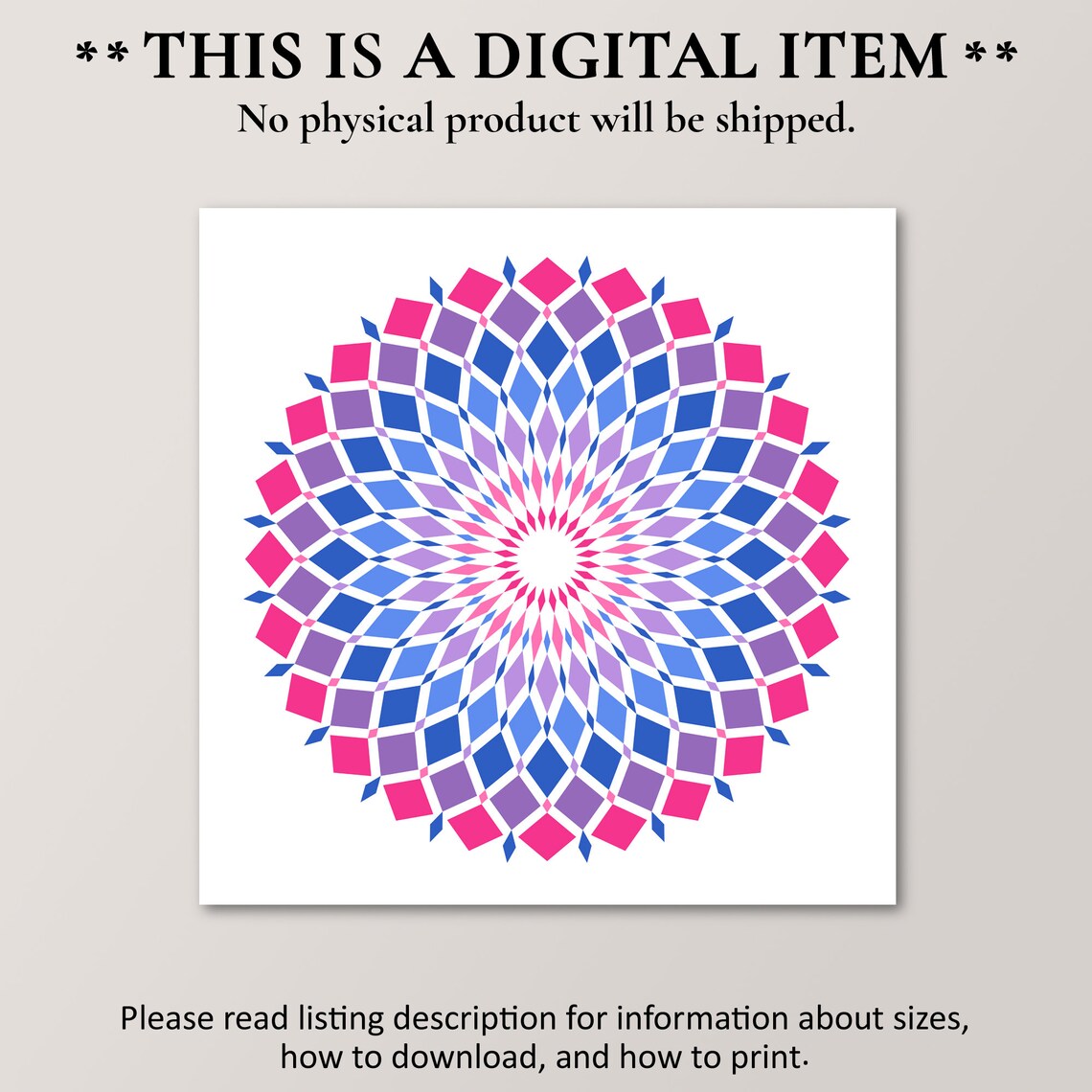 Bisexual Pride Mandala Art, Bi Aesthetic Poster - Image 2