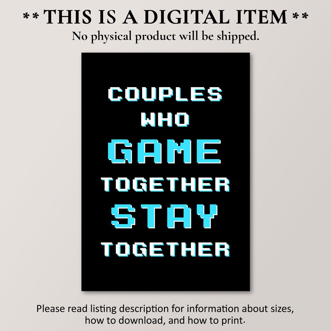 Couples Who Game Together Stay Together Art Print - Image 4