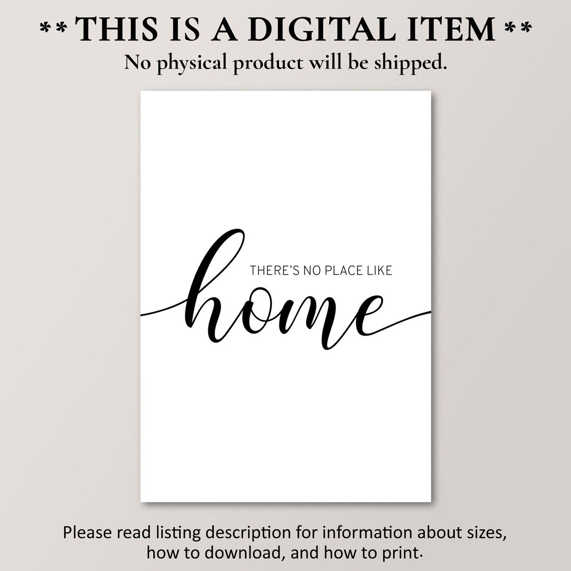 Theres No Place Like Home Script Quote Poster Cozy Farmhouse Decor - Image 2