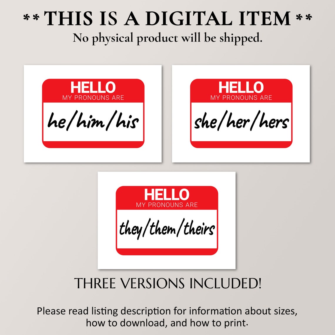 Hello My Pronouns Are She Her Hers Bold Name Tag Pride Poster - Image 2