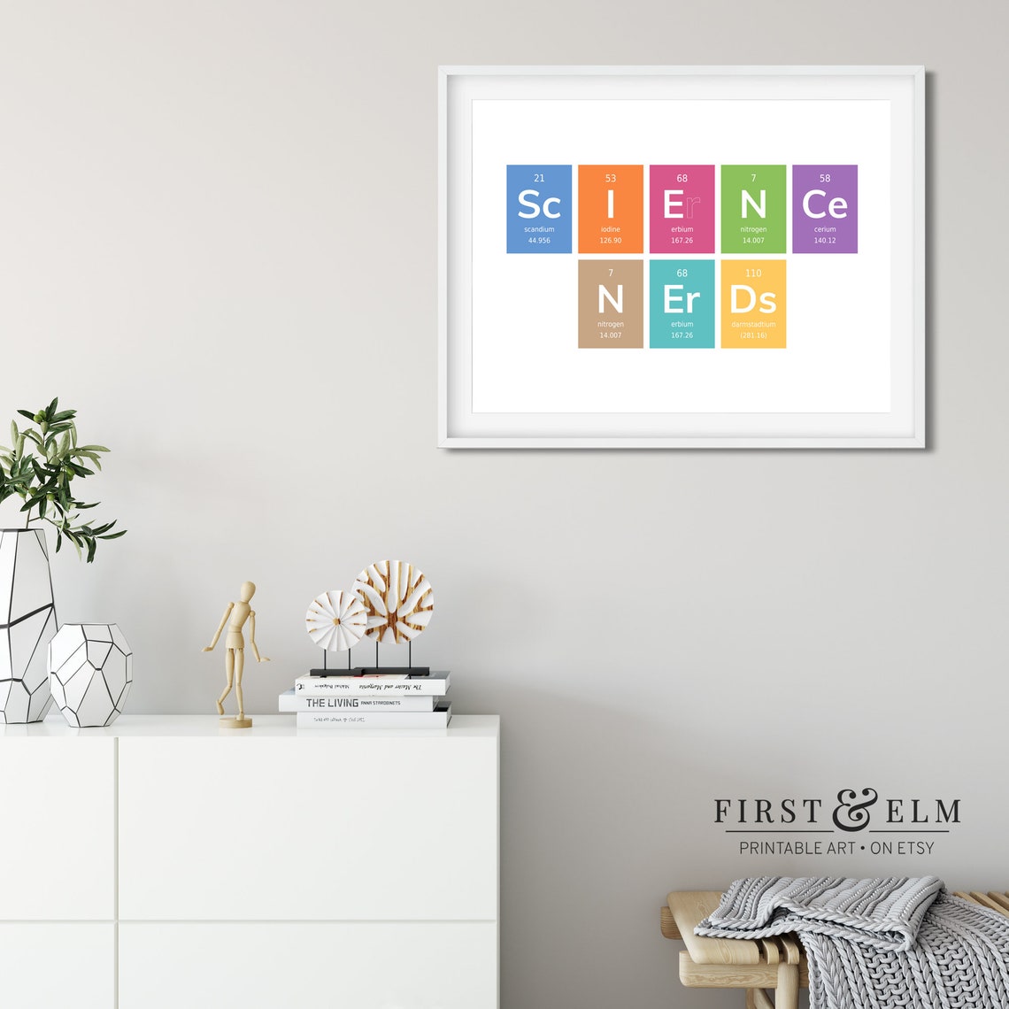 Science Nerds Periodic Table Elements Colorful Typography Art Print - Image 2