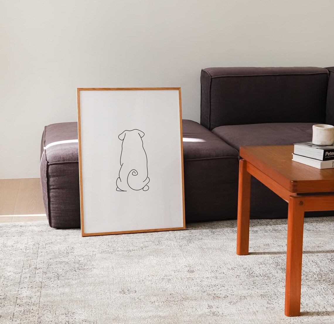 Pug Back Line Art Minimal Scandinavian Poster