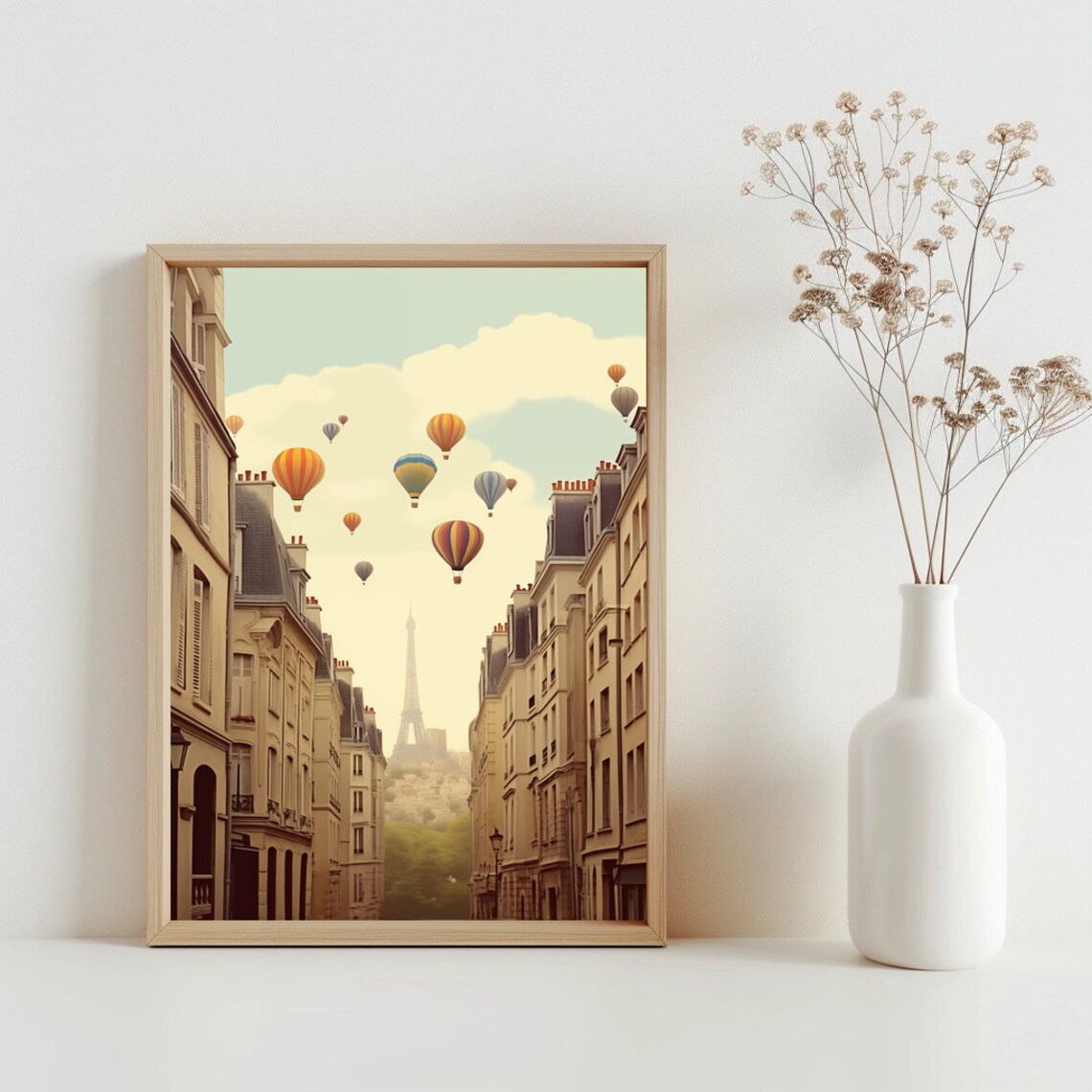 Hot Air Balloons Over Paris Travel Poster