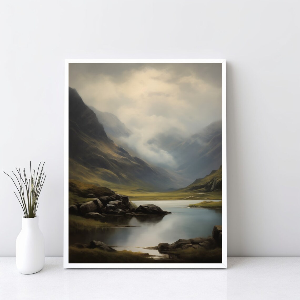 Scotland Highland Vintage Oil Painting Landscape Art Print