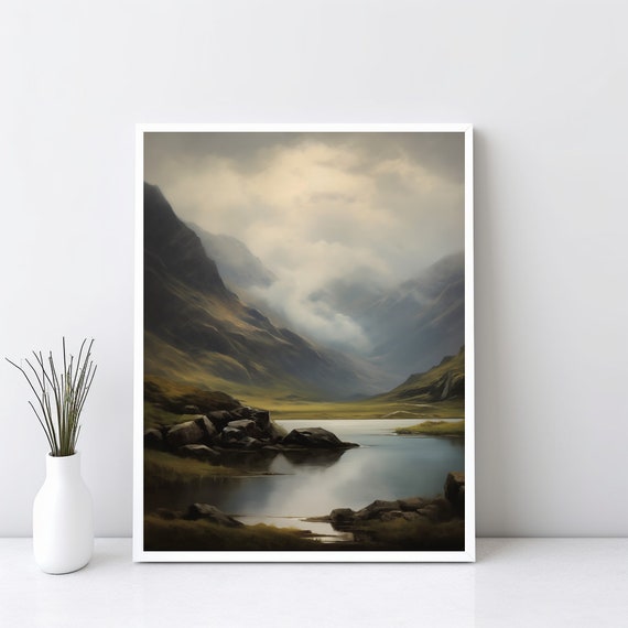 Scotland Highland Vintage Oil Painting Landscape Art Print