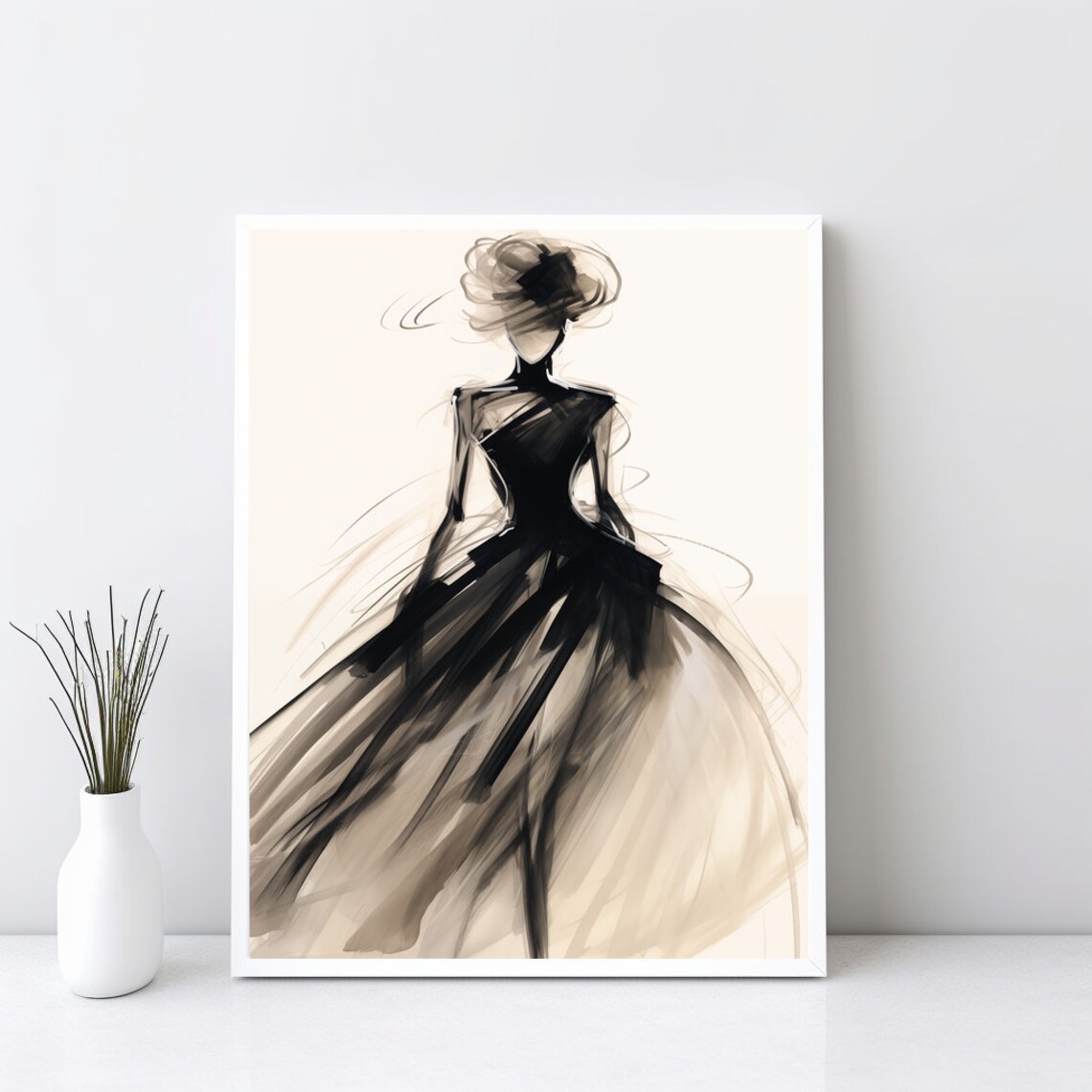 Fashion Sketch Modern Line Drawing Wall Art Print